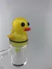 Autres ensembles pour fumeurs tuyau super mignon canard jaune capuchon en verre trou supérieur Shi Ying bâton clou givré poli 14mm joint