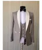 Latest Design Shawl Lapel Beige Wedding Groom Tuxedos Men Suits Wedding/Prom/Dinner Man Blazer(Jacket+Tie+Vest+Pants) m112