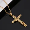 24K Gold Jesus Kreuz Halskette Religion Kruzifix INRI Anhänger Schmuck