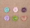 Nishine 120 teile/los 24 Farben Satinband Mehrschichtige Blumen mit Acrylknopf Diy Haarblumen Für Mädchen Bekleidung Haarschmuck