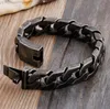 Heavy Punk Noir 316L En Acier Inoxydable Curb Chaîne Cubaine Bracelet Vintage Hommes Garçons Brosse Vélo Biker Lien Bracelets Bracelet Bijoux 1282Z