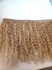 NOWOŚĆ Brazylijskie ludzkie dziewicze Remy Curly Hair Extensions Dark Blonde 27# Kolor włosy WEFT 2-3 Bundles dla pełnej głowy