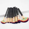 10 pcs conjunto de pincéis de maquiagem punho de madeira Nylon cabeça da escova para sombra de Olhos Blush Fundação 7 cores disponíveis DHL Livre