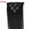 Peruvian Straight Natural Hair Clip Ins 7PcsSet 100G Clip on Straight Virgin Human Hair Clip Extensions Natural Color 1307968