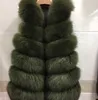 Lyxig Kvinnors Fake Fox Waistcoat Gilet Svart Röd Rosa Faux Fur Pelts Fluffy Ärmlös Jacka Vinter Mode Varm Vest