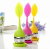 Stainless Steel Tea Spoon Infuser Strainer Filter with Green Silicone Leaf Lid Free Shipping DHL 1000PCS SN211