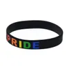 1PC Gay Pride Cinturino in gomma siliconica Nero Formato adulto Logo arcobaleno Inchiostro speciale Innocuo per il corpo