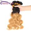 Mink Brazilian Malaysian Virgin Blonde Ombre Bundles 1B 27 Body Wave Hair Weaves Dark Roots Honey Blonde Human Hair Extensions 3pcs