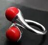 Hot sale new style>>>> women's beautiful natural red coral 925 sterling silver ring