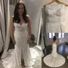 Strapless Lace See through Mermaid Wedding Dress Plus Size Customized Made Front Slit Long Train Bridal Dress