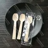 10094 #, 4 "pollici 10 cm Mini cucchiaio di legno rotondo Cucchiaino usa e getta Cucchiaini da caffè Posate per gelato Posate Confezione singola Confezione separata