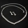 Smycken sätter ädla silverpläterade mode party smycken sätter halsband örhängen för brudar brudtärna rhinestone bröllop smycken set