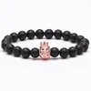 Bracelet de perles de pierre naturelle bouddha or tête de lion couronne roi breloques bracelet bijoux de noël