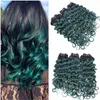 # 1b / groen Ombre Braziliaanse menselijke hair extensions 3 stks diepe golf donkergroen ombre maagdelijke remy menselijk haar bundels braziliaanse haar weeft