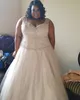 Charming Crystal Beaded Top wedding Dress Plus size Cheap A line V neck Sheer Straps Tulle Wedding Bridal Gowns New