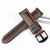 Maikes High Quality Watch Tillbehör Watchbands 20mm - 26mm Brun Vintage Oil Wax Leather Watch Band för rem