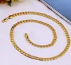 Gele groothandel vaste 18K gouden touwkettingen kettingen voor de gevulde Cubaanse kettinghoen van mannen, heren oud kettingschakel sieraden 7 mm