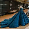 ビーズレースボールガウンのイブニングドレスジュエルネックスパンコールを介して見るDubai Eveing Gowns魅力的なサウジアラビアセレブリティウエディングドレス