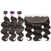 Brazilian Virgin Human Hair Bundles With Lace Closure Frontal Straight Deep Body Water Wave Kinky Curly Ear to Ear Extensions Weft Weave For Black Women