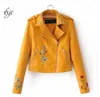 2018 Pink Black Yellow Candy Color Pu Leather Jacket Turn Down Collar Rivet Zipper Fashion Cool Outerwear Coat Tops Clothes S18101204