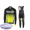 Ropa Ciclismo Scott Pro Takım Kış Bisiklet Jersey Uzun Kollu Termal Polar Bisiklet Giysileri (BIB) Pantolon Set erkek Bisiklet Giyim 91006F