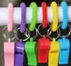 5000pcs/lot Cheerleading plastic whistle with spiral wrist band customized promotional whistle key ring