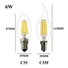 LED-filamentlampa E12 E14 2W 4W 6W Edison Candle Light 110V 220V 240V C35 360 ° Klar glaslampa för kristallhängsmycke ljuskrona fixtur