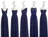 Stokta Stil C Uzun Gelinlik Modelleri Bir Çizgi Geri Fermuar Kat Uzunluk Lacivert Şifon Dantelli Ucuz Balo Akşam Parti Elbise LD1225
