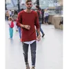 Casual Men's Sweater solid color Long sleeve jackets O Neck Pullovers Knitwear long jumpers autumn oversized Youth longline tops