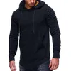 LAAMEI erkek Pileli Hoodies Uzun Kollu Erkekler Kazak Cep Hip Hop Hoodie Streetwear Longline Kavisli Hem Kapşonlu Homme