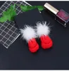Baumwollhut-Anhänger-Tropfen-Ohrringe für Frauen-Weihnachtsgeschenke-Pelz-Kugel-reizende nette Ohr-Zusätze geben Schiff frei