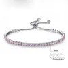 Sier Plated Armband Full Diamond Crystal Chain Fit Rhinestone Bangle Armband Kvinnliga present BR002