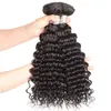 Bundles de vague profonde de cheveux humains vierges malaisiens avec fermeture à lacet 4X4 cheveux de bébé 4 faisceaux avec fermeture à lacet couleur naturelle