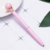 INS Candy Color Pearl Ballpoint Pen Girls Favor Pink Pearl Gel Pens Writing Supplies Black Blue Ink WJ017