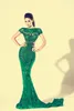 Robe de soirée Charbel zoeYousef aljasmi Kim kardashian Manches courtes Vert O-Neck Beaded Mermaid Robe longue ZuhLair murad Ziadnakad