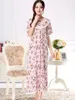 Moda novo nightwear mulheres casuais solta longa camisola floral impressão algodão camisola feminina verão dormindo vestido