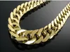 10MM Modeschmuck 316LStainless Steel Gold Tone Curb Cuban Chain Herren Damen Armband oder Halskette 7''-40"