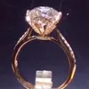 2017 Moda Estilo Flor de Prata Esterlina 925 anel 3ct CZ Diamante Diamante Cz anel de noivado de casamento anéis para as mulheres homens jóias