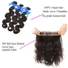 Brazilian Body Wave 360 ​​Lace Frontal Closure med buntar Obehandlat Remy Human Hair Weaves Extensions handlar om frontal