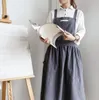 Pleated Skirt Design Apron Simple Washed Cotton Uniform Aprons for Woman Lady's Kitchen Cooking Gardening Coffee Shop301w