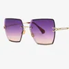 crystal square rimless sunglasses gradient lens transparent clear sun glasses for women vintage big ladies eyewear