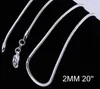 Chaînes 2MM 925 Sterling Silver Snake Chain Collier 16 18 20 22 24 pouces Chaînes Bijoux De Mode Haute Qualité Prix Usine