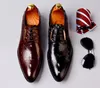 Zapatos italianos de lujo para hombre, boda, negro, con cordones, Oxford, cuero genuino, estampado de cocodrilo, fiesta, negocios, vestido para hombre, zapatos rojos
