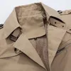 New Spring Mens Khaki Trench Coat Longitud completa Slim Fit Mens Long Coat M-5XL Stand Collar Mens Business Coats and Jacket