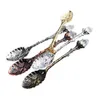 Vintage Royal Style Metalen Gesneden Koffie Lepels Vorken met Crystal Head Kitchen Fruit Prikkers Dessert Ijs-Cream Scoop Gift