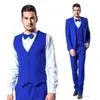 Slim Fit Royal Blue Groom Tuxedos One Button Center Vent Men Wedding Blazer Men Formal Prom Dinner Business Suits(Jacket+Pants+Tie+Vest)1027