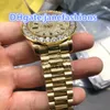 Golden Diamond Hot Watches Diamond Bezel Fashion Scale Golden Stainless Steel Watch Double Calendar Watches GRATIS frakt