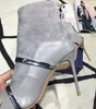 2018 Najnowszy Sexy Botki Botki Kobieta Wskazał Toe Suede Real Leather Patchwork High Heel Boots Women Retro Krótkie buty