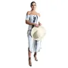 Women's Jumpsuits & Rompers Womens Sexy Slash Neck Strapless Floral Printed One Piece Pants Female Summer Loose Casual Fake Dresses