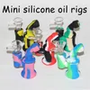 3.5 pouces Silicone Mini huile Bong verre conduites d'eau 14mm femelle recycleur Heady disjoncteur Bongs verre clair plates-formes d'huile tuyaux à main